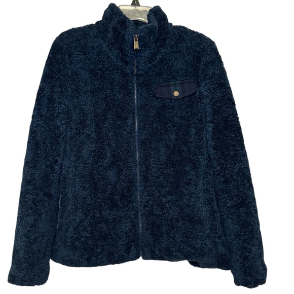 Pendleton Women's Navy Sherpa Jacket Plaid Trim Detail Size L - Picture 3 of 16